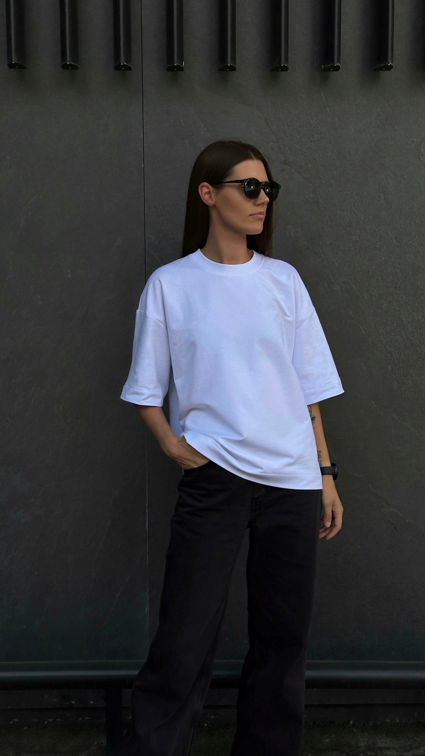 2 (Juodų ir Baltų) Unisex Oversize Marškinėlių Rinkinys