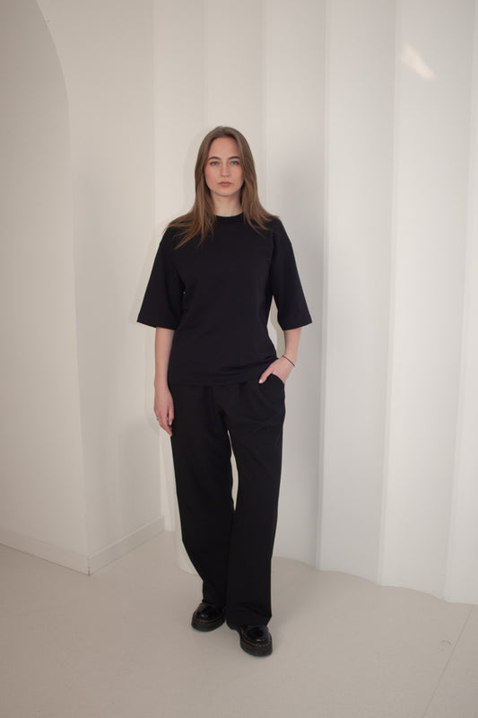 Tvarūs unisex marškinėliai trumpomis rankovėmis iš standžios medvilnės | Dūna