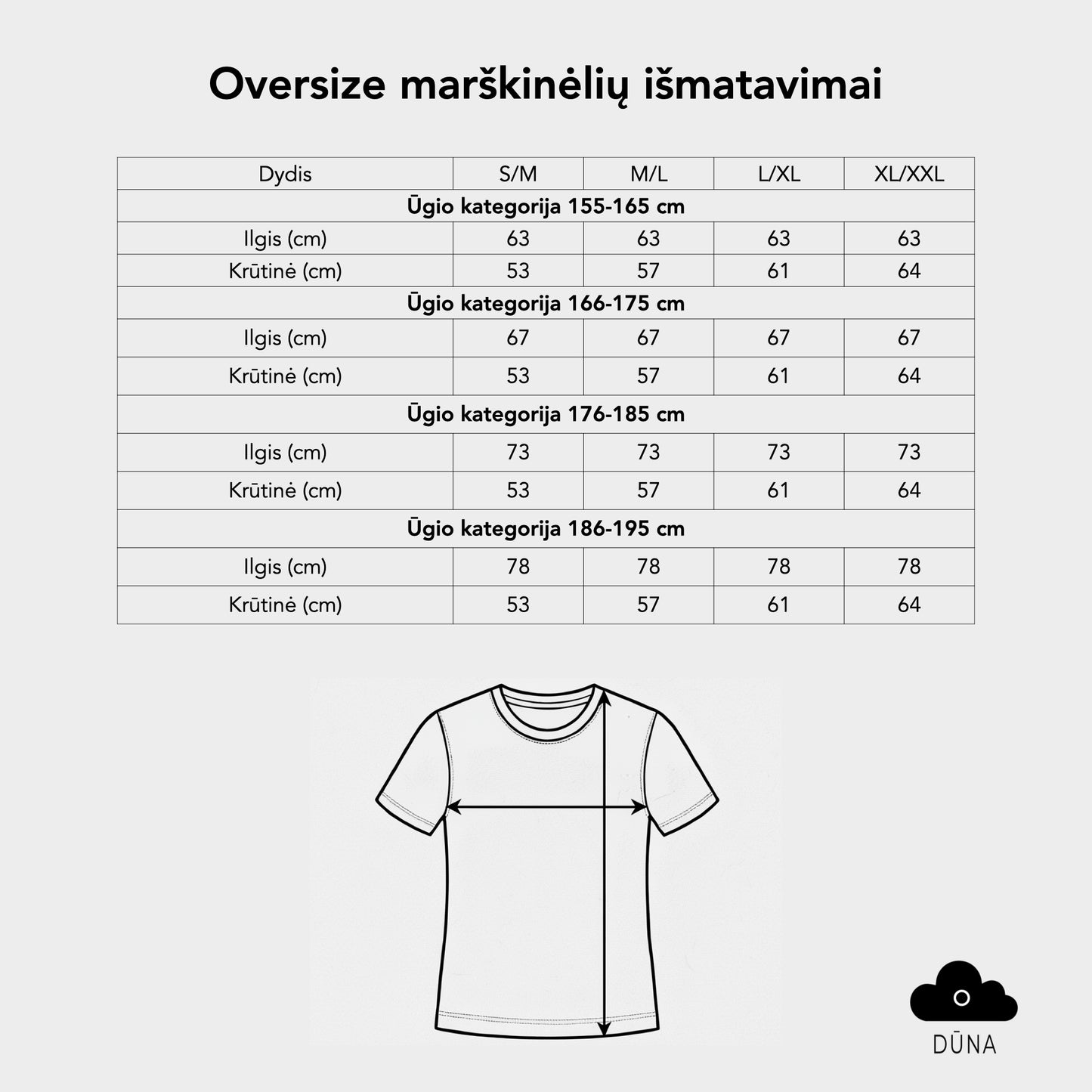 Tvarūs unisex marškinėliai trumpomis rankovėmis iš standžios medvilnės | Dūna